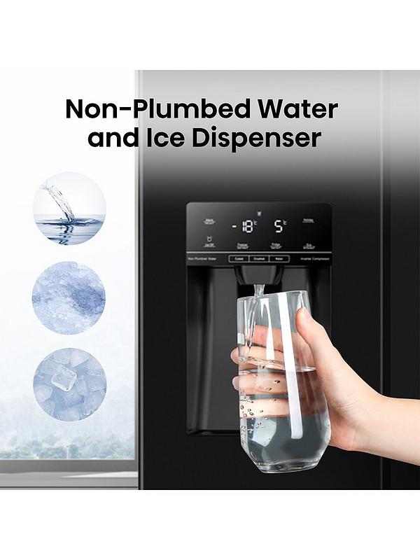 Hisense RS694N4TBE 90cm Wide Side by Side, Non-Plumbed Water and Ice, American Fridge Freezer - Black - Image 4